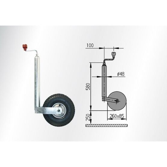 Jockey Wheel Heavy duty
galvanised 48 mm
(Pneumatic)